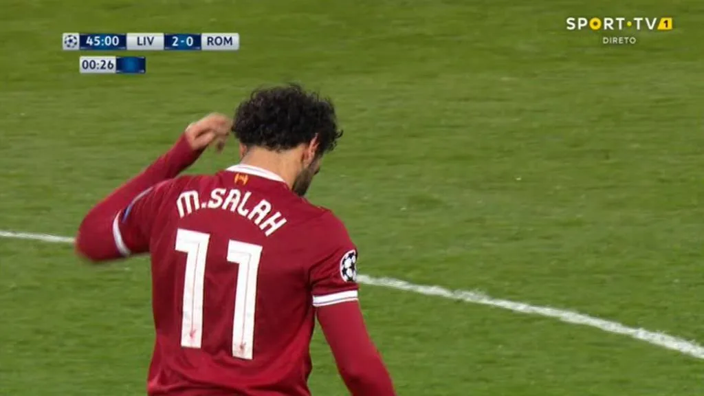 شاهد هدف محمد صلاح العالمي والثاني لليفربول في شباك روما ذهابا قبل نهائي اوروبا 24 ابريل 2018